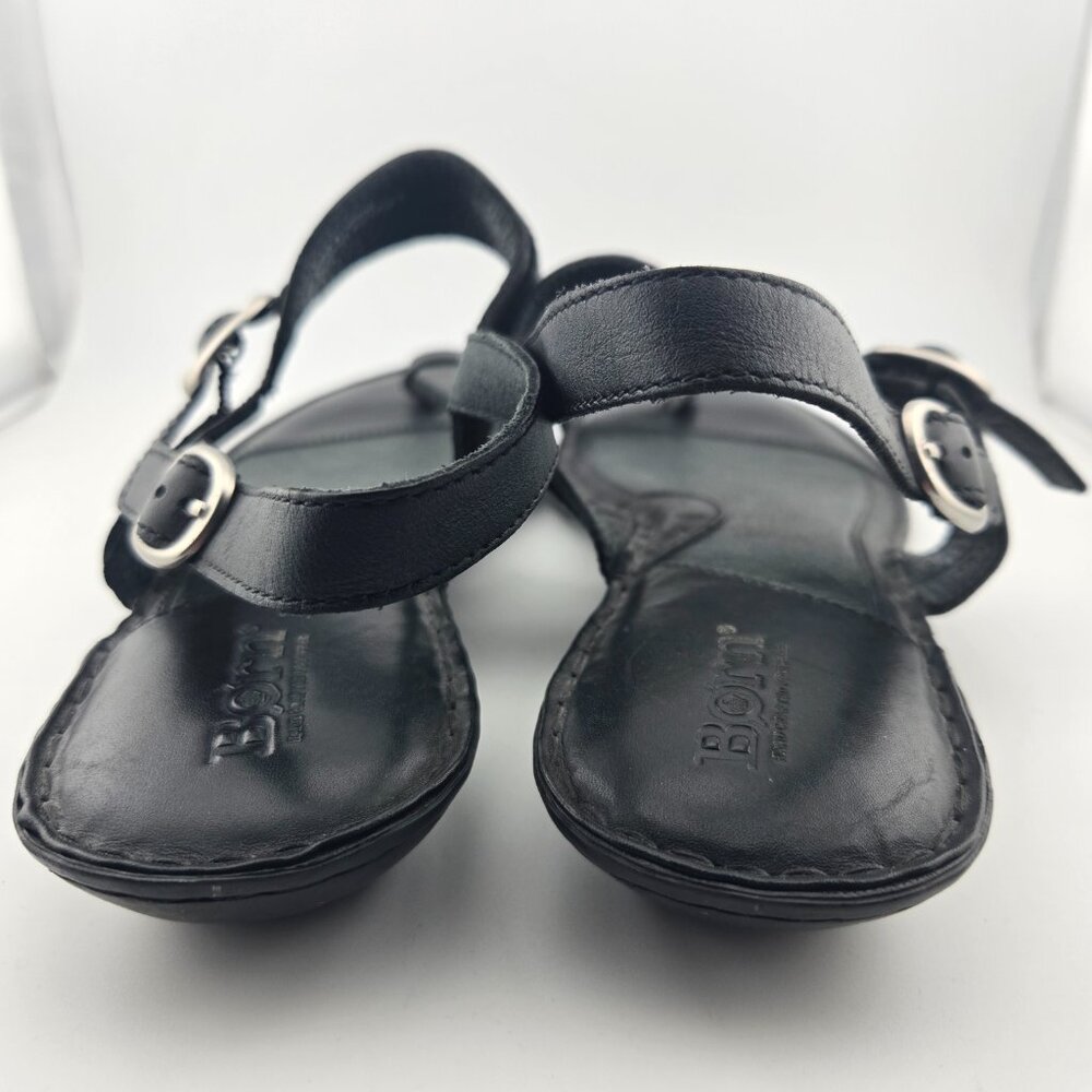 Born Black Leather Toe‑Loop Buckle Strap Sandals | Women’s Size 10 - Picture 4 of 12